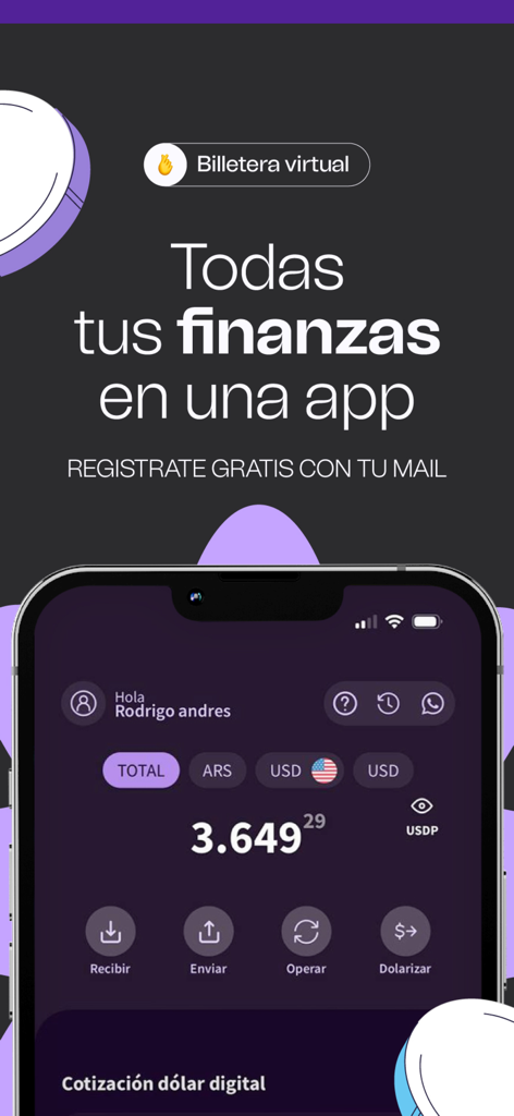 LB Finanzas: billetera virtual - Interfaz de la app LB Finanzas billetera virtual mostrando saldo y opciones de transacciones financieras