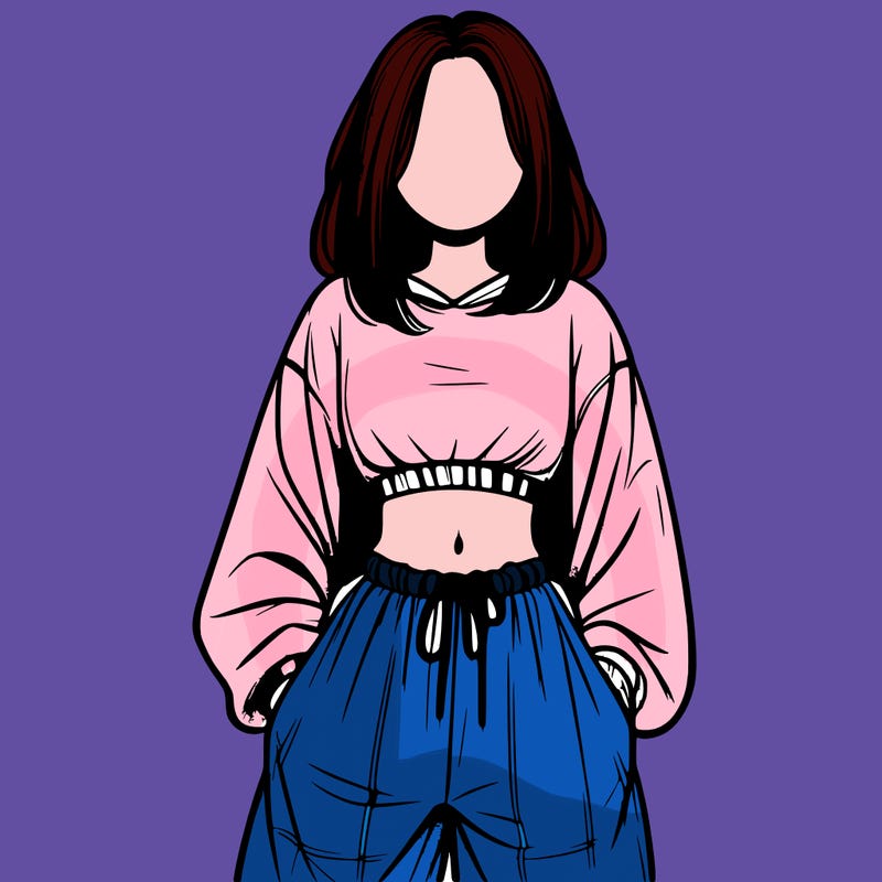 realistic girl faceless with baggy pants and a crop top