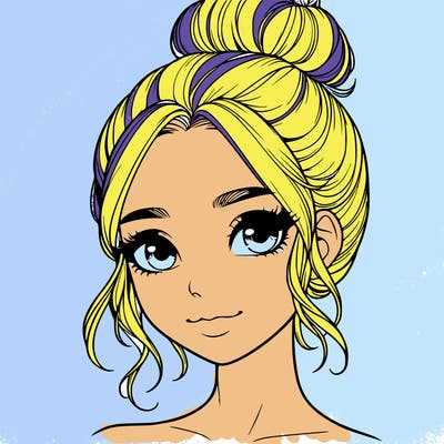 realistic pretty girl with hair in bun