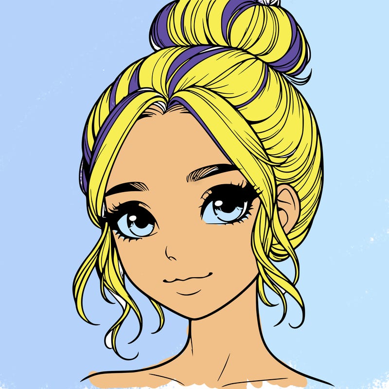 realistic pretty girl with hair in bun