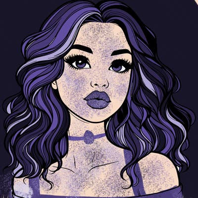 realistic girl with wavy hair and lips