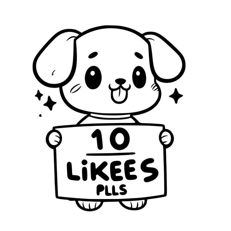 cute dog holding a sign saying 10 likes pls