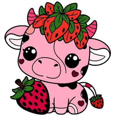 cute strawberry cow