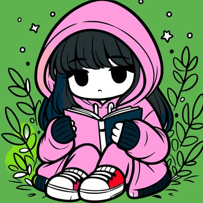 girl in oversized hoodie reading a book