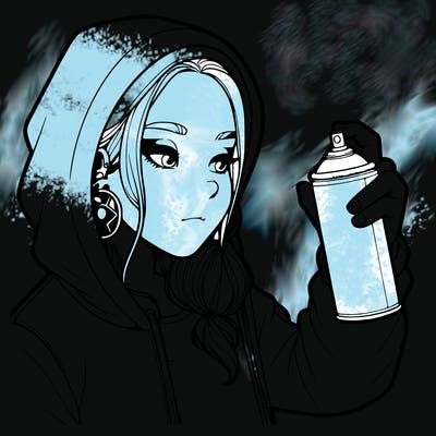 a realistic girl, spray painting