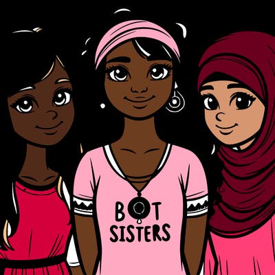 three sisters with a best sisters necklace