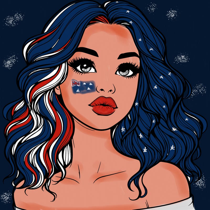 realistic girl with wavy hair and lips