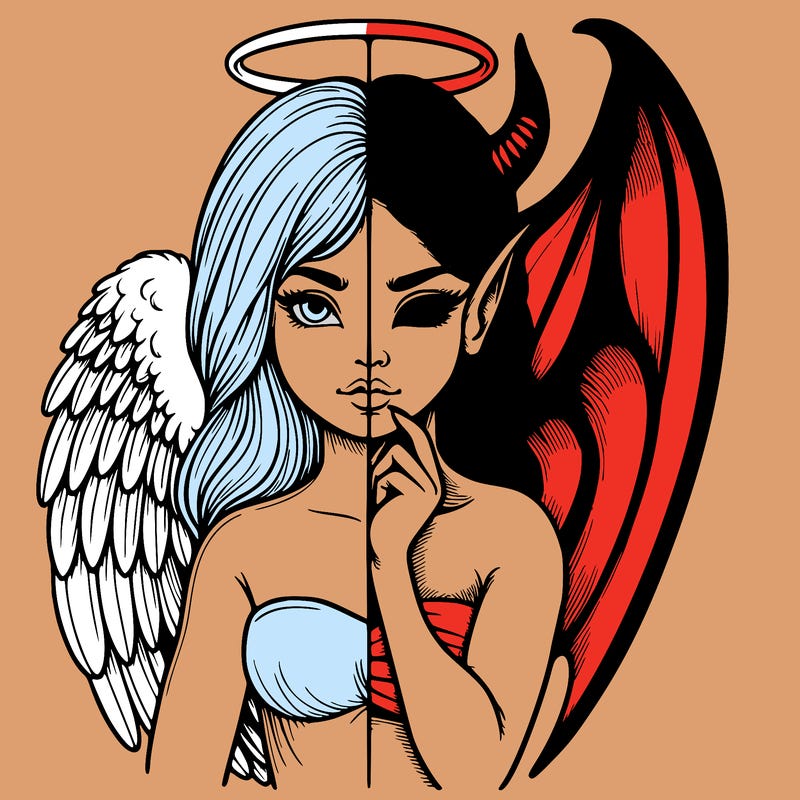 realistic angel half demon