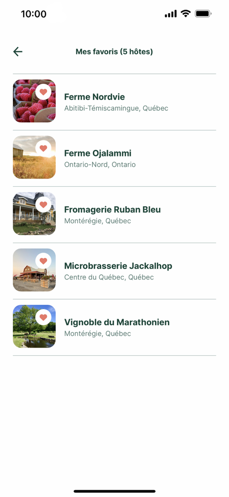 Terego - List of favorite local producers and farms on the Terego mobile app