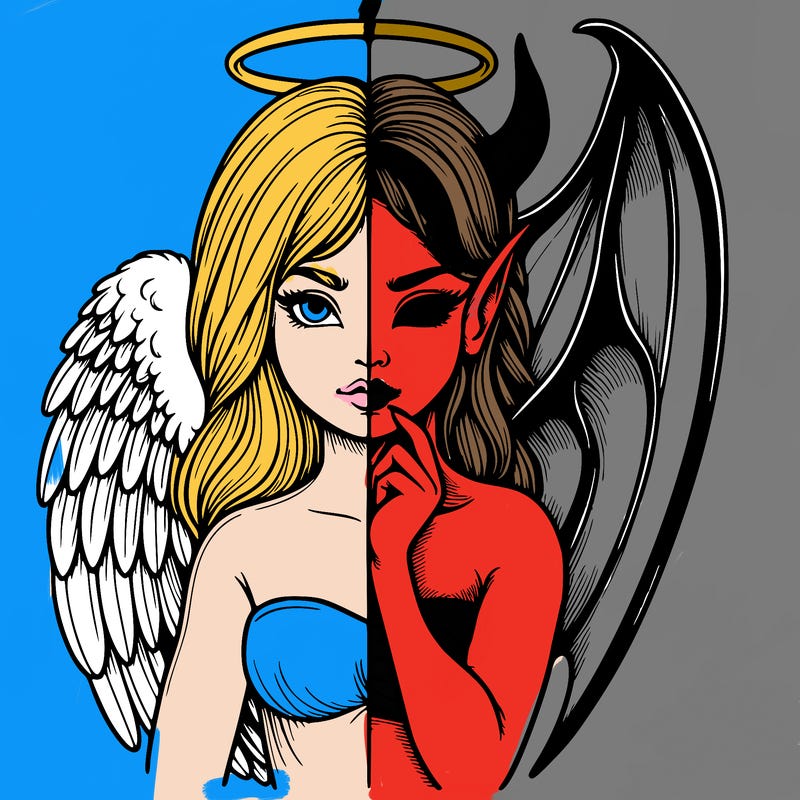 realistic angel half demon