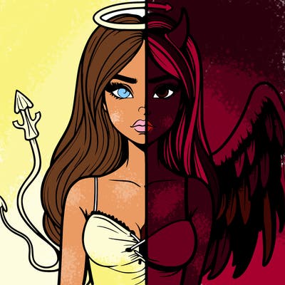devil vs angel realistic girl