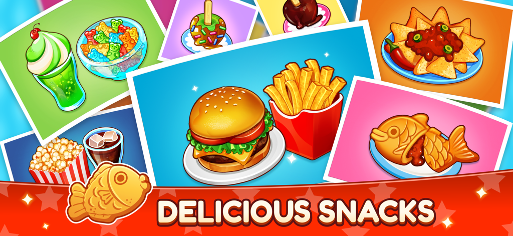 Cinema Panic 3: Cooking Game - Cinema Panic 3のハンバーガー、フライドポテト、ポップコーン、ナチョスなどの様々な映画館のおやつ