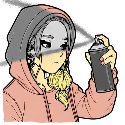a realistic girl, spray painting