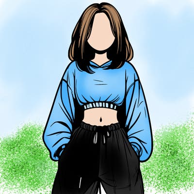 realistic girl faceless with baggy pants and a crop top