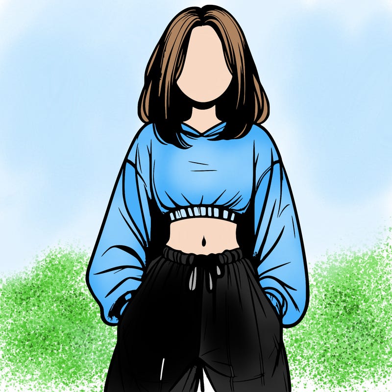 realistic girl faceless with baggy pants and a crop top