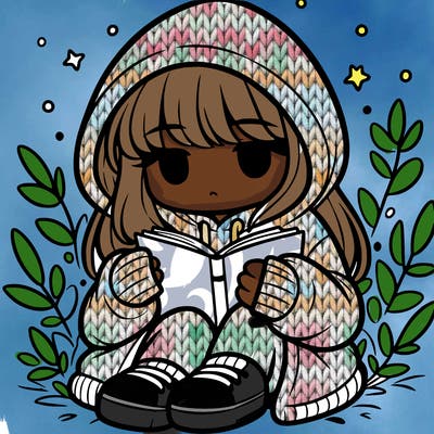 girl in oversized hoodie reading a book