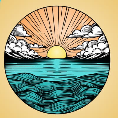 realistic sunset