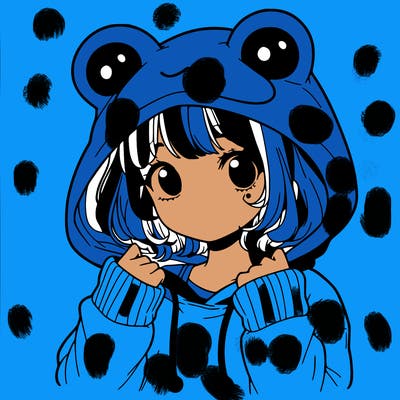 a cute teenage girl wearing a frog hoodie