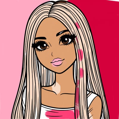 realistic girl with straight and long hair