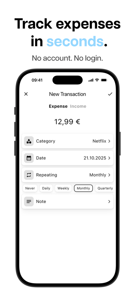 Finance Squirrel | Budget App - ログインなしでFinance Squirrelアプリで支出を追跡するためのクリーンなインターフェース
