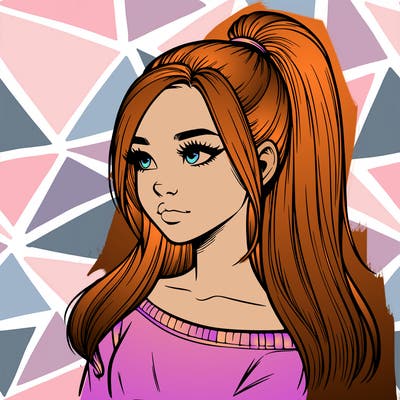 realistic girl with a high ponytail