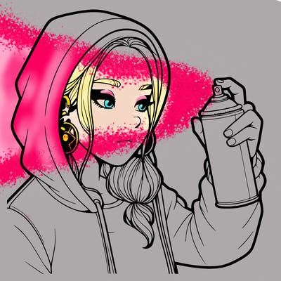 a realistic girl, spray painting