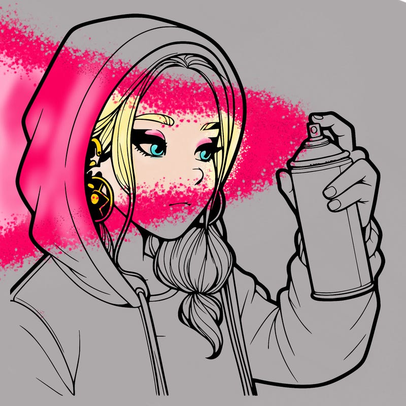 a realistic girl, spray painting