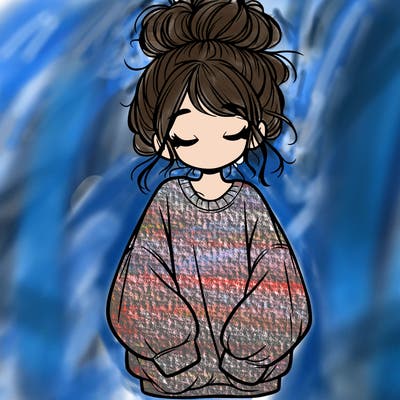 girl with baggy sweatshirt and messy bun