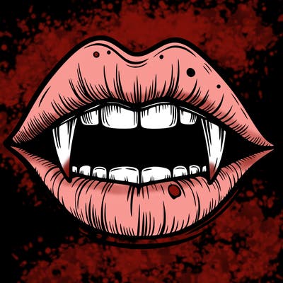 lips with vampire teeth