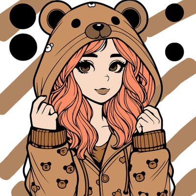 realistic girl in a animal pjs hoodie