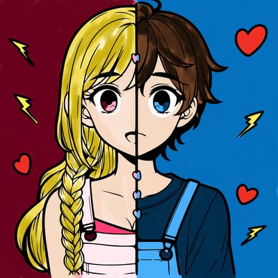 realistic girl boy split