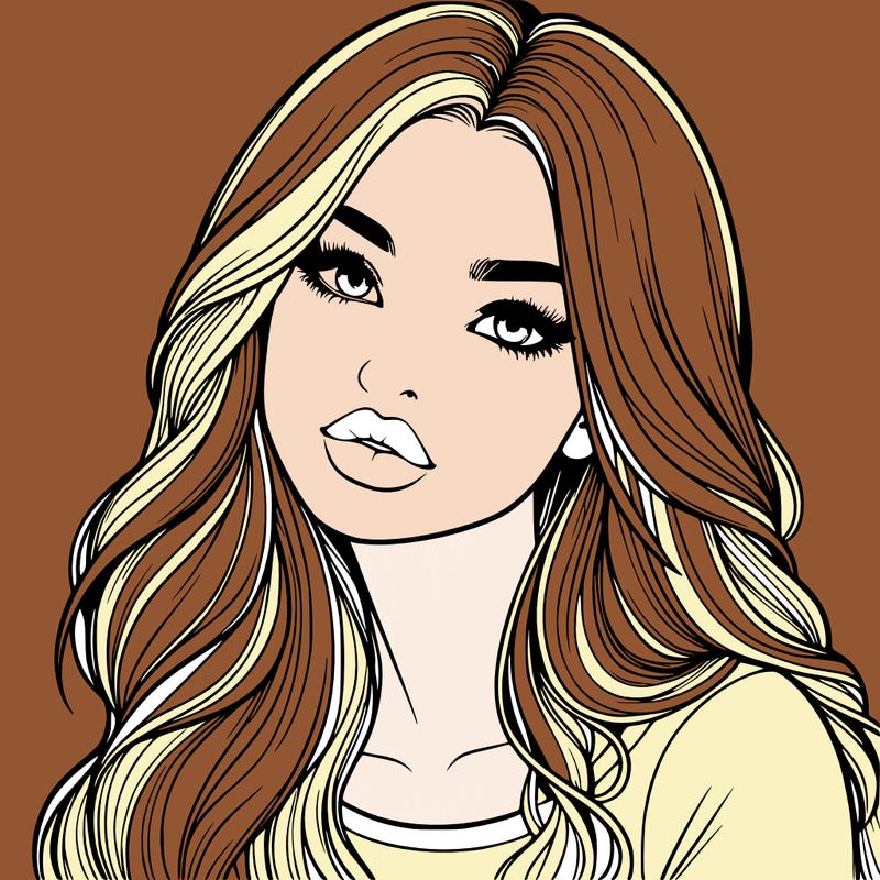 realistic girl with hair on her hair and lips