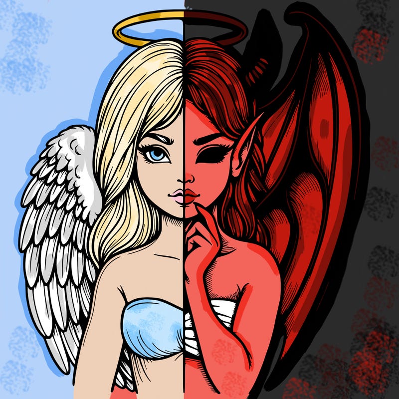 realistic angel half demon