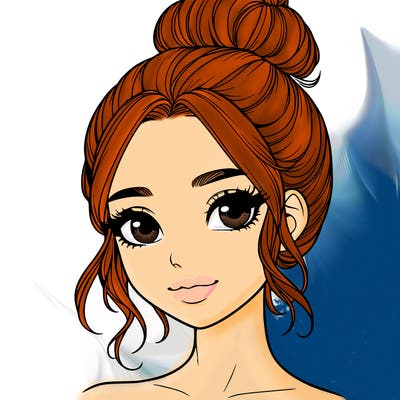 realistic pretty girl with hair in bun