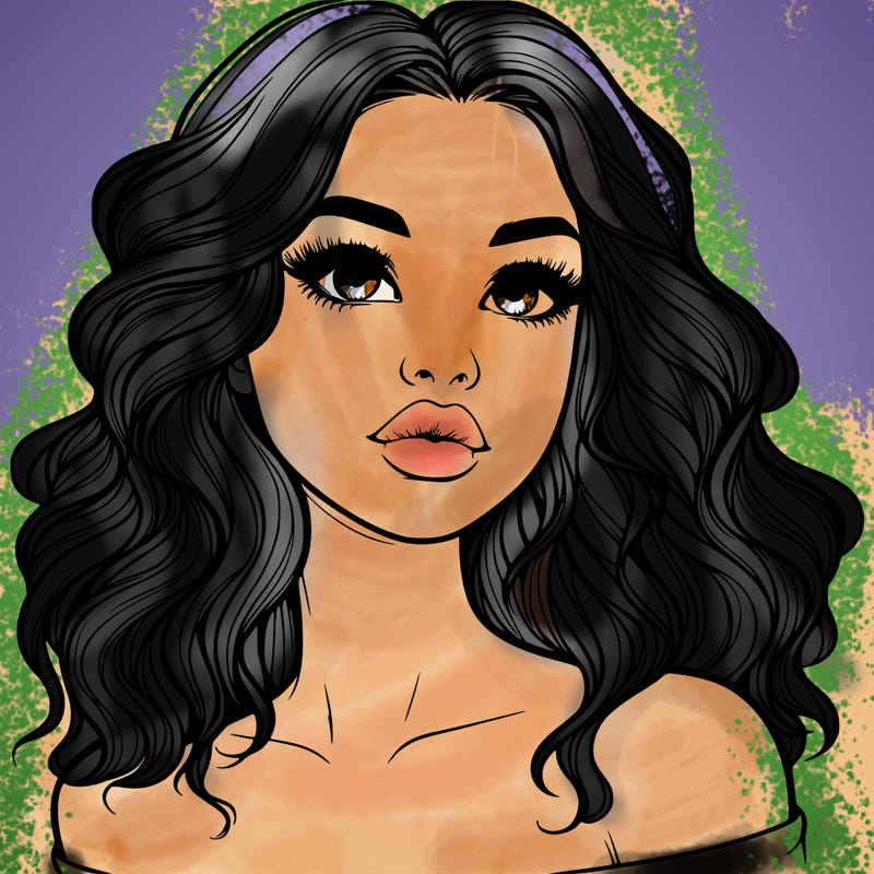 realistic girl with wavy hair and lips