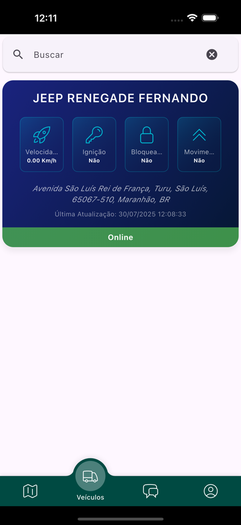 Auto Tracker 3.0 - Auto Tracker app dashboard showing real-time vehicle status indicators including speed and location