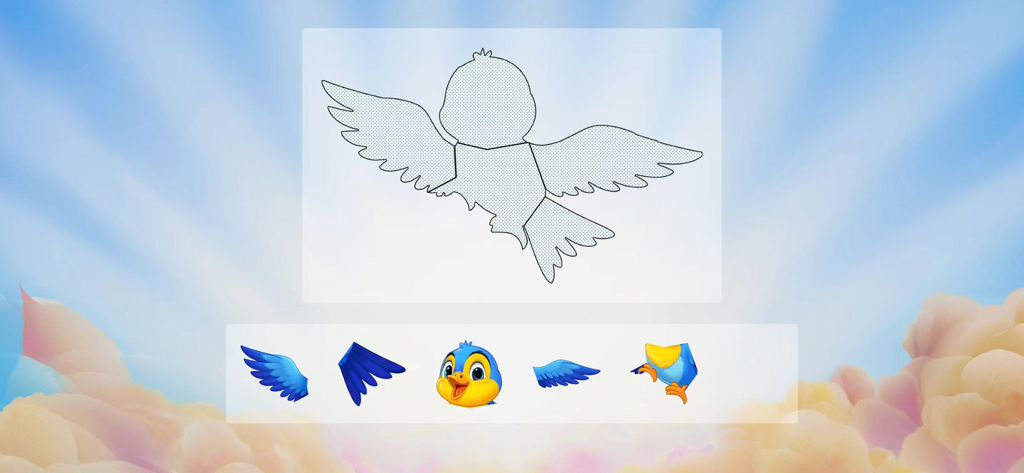 Fun games -Learn with Fun - Vogelpuzzle-Spiel für Kinder zur Entwicklung von räumlichem Vorstellungsvermögen und Formerkennung