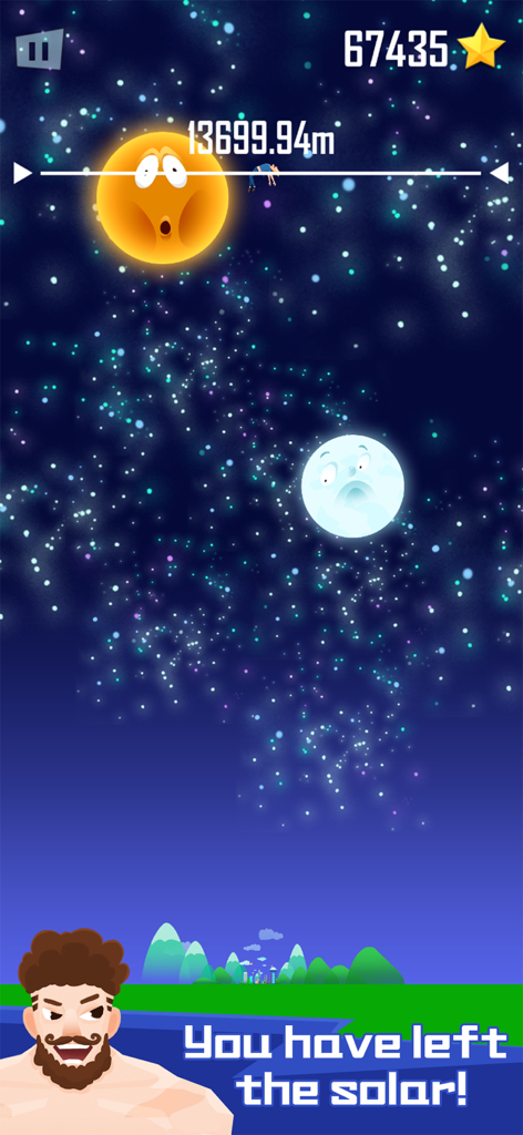 Buddy Toss - A character being tossed into outer space past the planets in Buddy Toss