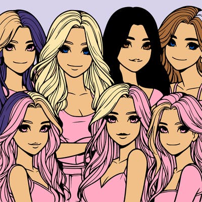 a group of realistic girls