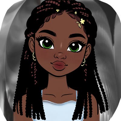 a realistic black girl with braids