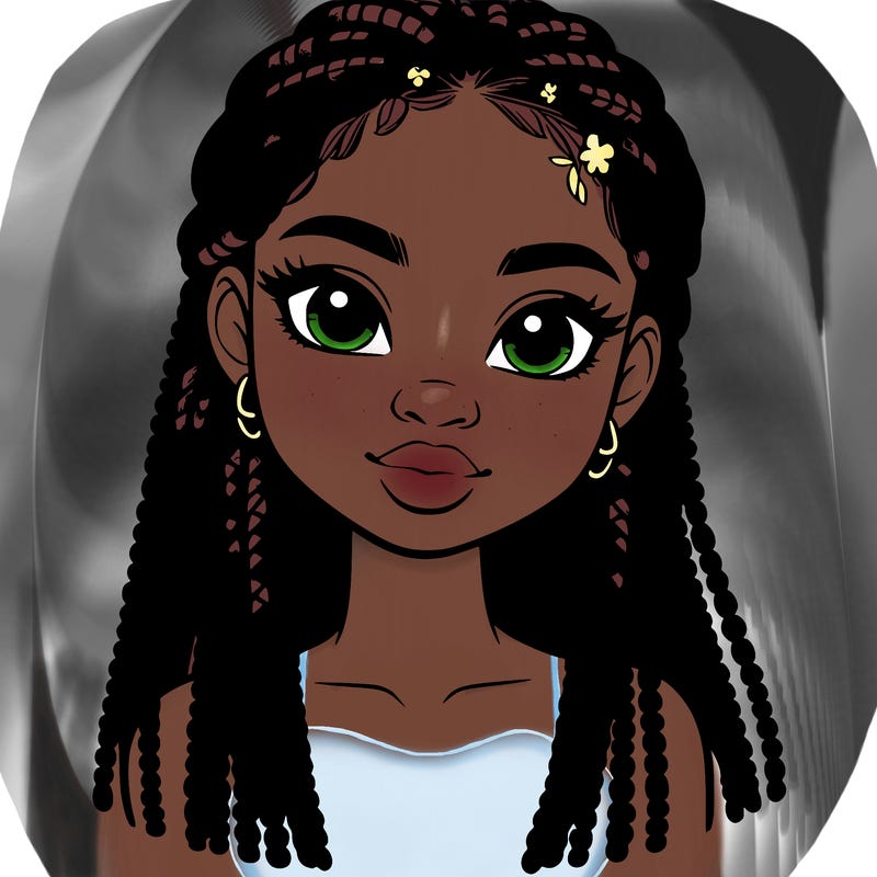 a realistic black girl with braids