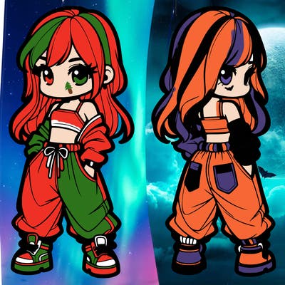 girl in crop top and baggy pants