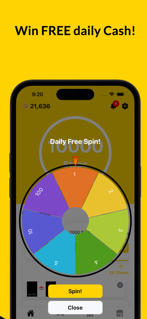 Money Bunny: Step Counter&Earn - Rueda de giro gratis diaria en la aplicación Money Bunny para ganar recompensas en efectivo