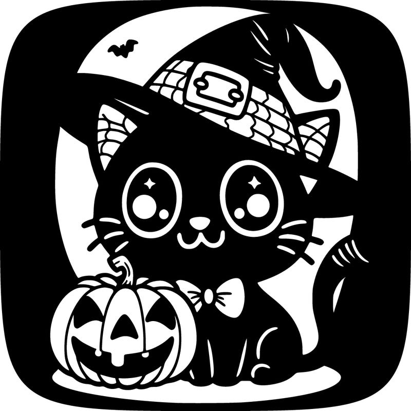 black halloween cat cute
