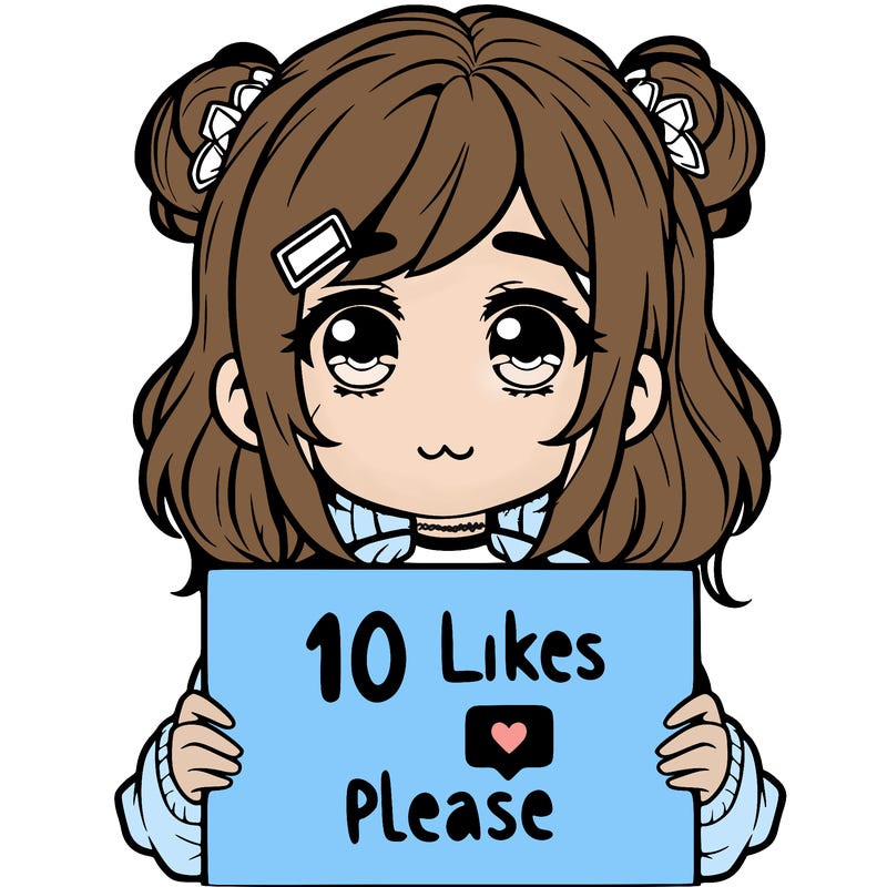 a girl with a sign saying 10 likes please