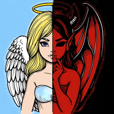 realistic angel half demon