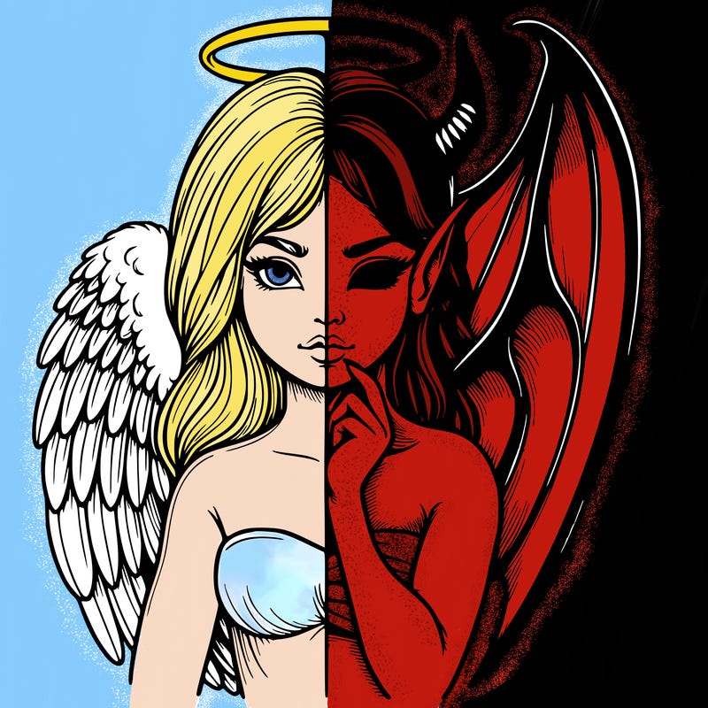 realistic angel half demon