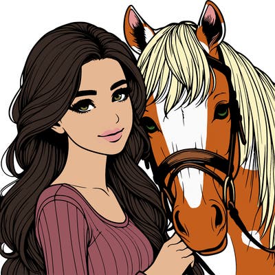 realistic girl with horse
