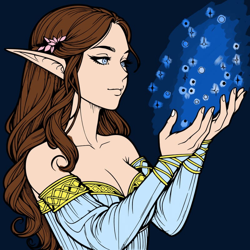 realistic elf girl doing magic
