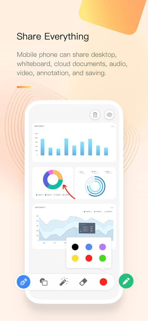G-Net MeetNow - 공유 비즈니스 분석 및 주석 도구를 보여주는 G-Net MeetNow 앱 화면